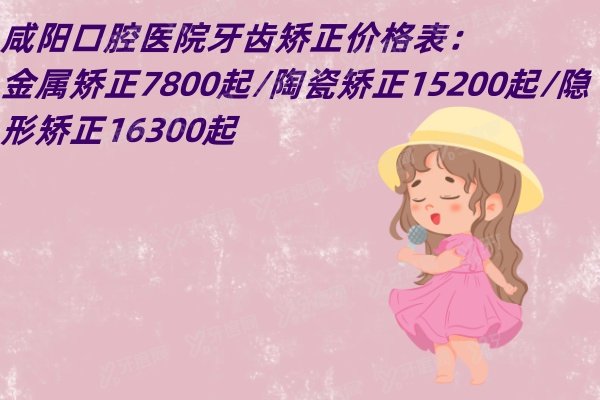 咸阳口腔医院牙齿矫正价格表：金属矫正7800起/陶瓷矫正15200起/隐形矫正16300起