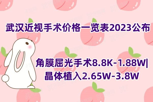 武汉近视手术价格一览表2024公布:角膜屈光手术8.8K-1.88W|晶体植入2.65W-3.8W