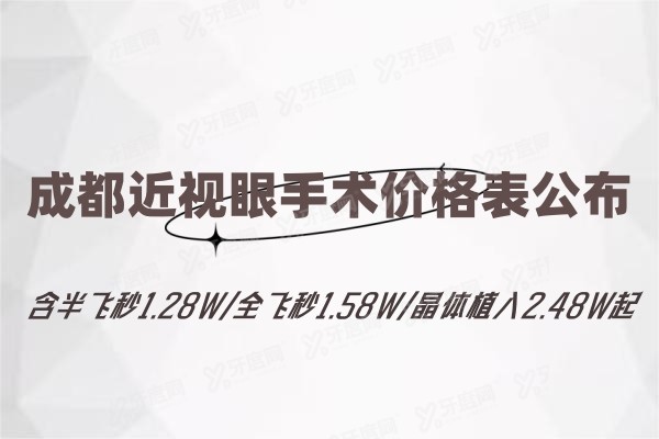 成都近视眼手术价格表公布:含半飞秒1.28W/全飞秒1.58W/晶体植入2.48W起