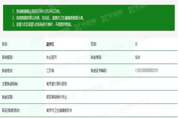 yk.yadoo.cn南京爱尔眼科医院赵世红医生执业详情.jpg