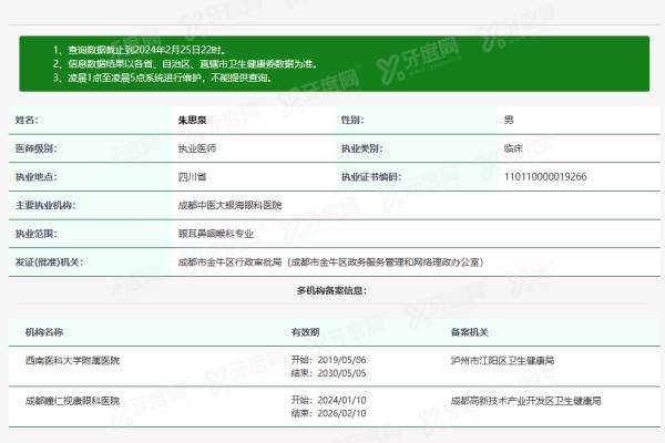 成都瞳仁视康眼科医院朱思泉医生yanke.yadoo.cn