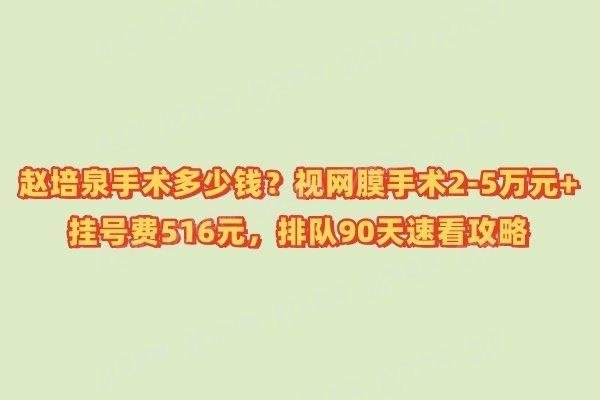 赵培泉手术多少钱
