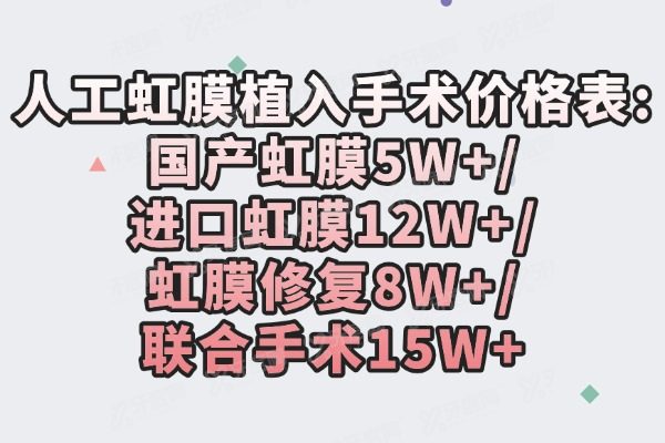 人工虹膜植入手术价格表