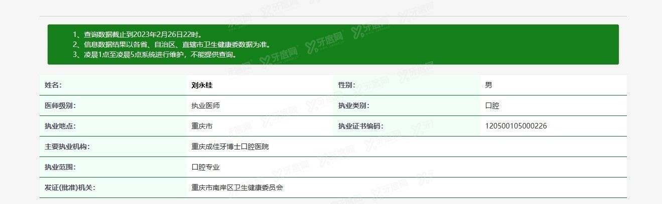 重庆成佳牙搏士口腔医院刘永桂医生www.yadoo.cn
