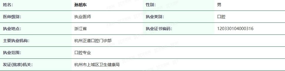 德清正道口腔门诊部孙旭东医生简介www.yadoo.cn
